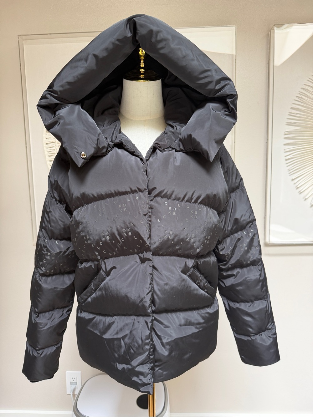 Women's Hooded Down Puffer Coat Jacket in Black, sz XS (will fit S-M)